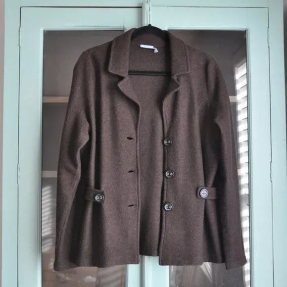 100% WOOL Denver Heyes brown coat jacket Size XL/TG - Picture 6 of 7